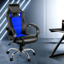 Load image into Gallery viewer, Gaming Chair - Racing Style - PU Leather - Gas Lift/Swivel - Lumbar Support - Padded Armrests - 6 Colours (Black, Blue, Green, Grey, Orange, Red)
