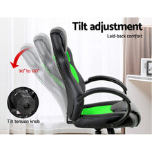 Load image into Gallery viewer, Gaming Chair - Racing Style - PU Leather - Gas Lift/Swivel - Lumbar Support - Padded Armrests - 6 Colours (Black, Blue, Green, Grey, Orange, Red)
