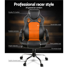 Load image into Gallery viewer, Gaming Chair - Racing Style - PU Leather - Gas Lift/Swivel - Lumbar Support - Padded Armrests - 6 Colours (Black, Blue, Green, Grey, Orange, Red)

