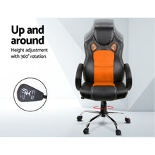 Load image into Gallery viewer, Gaming Chair - Racing Style - PU Leather - Gas Lift/Swivel - Lumbar Support - Padded Armrests - 6 Colours (Black, Blue, Green, Grey, Orange, Red)
