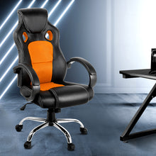 Load image into Gallery viewer, Gaming Chair - Racing Style - PU Leather - Gas Lift/Swivel - Lumbar Support - Padded Armrests - 6 Colours (Black, Blue, Green, Grey, Orange, Red)
