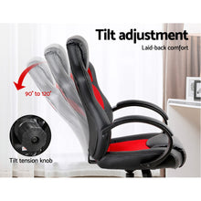 Load image into Gallery viewer, Gaming Chair - Racing Style - PU Leather - Gas Lift/Swivel - Lumbar Support - Padded Armrests - 6 Colours (Black, Blue, Green, Grey, Orange, Red)
