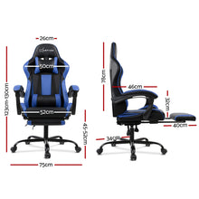 Load image into Gallery viewer, Gaming Chair - Racer Style - High Back - Lumbar Cushion - Recliner - Gas Lift/Swivel - 3 Colours - (Black-Blue, Black-Grey, Black-Red)
