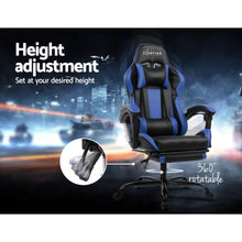 Load image into Gallery viewer, Gaming Chair - Racer Style - High Back - Lumbar Cushion - Recliner - Gas Lift/Swivel - 3 Colours - (Black-Blue, Black-Grey, Black-Red)
