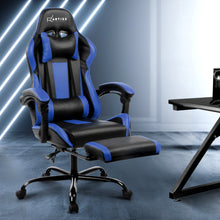 Load image into Gallery viewer, Gaming Chair - Racer Style - High Back - Lumbar Cushion - Recliner - Gas Lift/Swivel - 3 Colours - (Black-Blue, Black-Grey, Black-Red)
