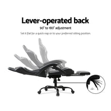 Load image into Gallery viewer, Gaming Chair - Racer Style - High Back - Lumbar Cushion - Recliner - Gas Lift/Swivel - 3 Colours - (Black-Blue, Black-Grey, Black-Red)
