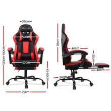 Load image into Gallery viewer, Gaming Chair - Racer Style - High Back - Lumbar Cushion - Recliner - Gas Lift/Swivel - 3 Colours - (Black-Blue, Black-Grey, Black-Red)
