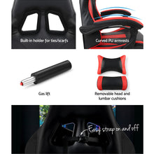 Load image into Gallery viewer, Gaming Chair - Racer Style - High Back - Lumbar Cushion - Recliner - Gas Lift/Swivel - 3 Colours - (Black-Blue, Black-Grey, Black-Red)
