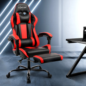 Gaming Chair - Racer Style - High Back - Lumbar Cushion - Recliner - Gas Lift/Swivel - 3 Colours - (Black-Blue, Black-Grey, Black-Red)