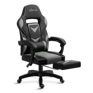 Gaming-Office-Study Chair - PU Leather Rotatable Recliner - Retractable Footrest - 7 Colours - Pink, Blue, Green, Grey, Red, White, Yellow