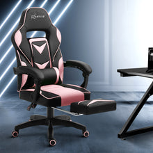 Load image into Gallery viewer, Gaming-Office-Study Chair - PU Leather Rotatable Recliner - Retractable Footrest - 7 Colours - Pink, Blue, Green, Grey, Red, White, Yellow
