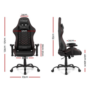 Gaming Chair Office Chair Study Chair - Executive Racing Recliner - Gas Lift/Swivel - Detachable Cushions - Black