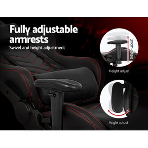 Gaming Chair Office Chair Study Chair - Executive Racing Recliner - Gas Lift/Swivel - Detachable Cushions - Black