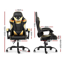 Load image into Gallery viewer, Artiss Office Chair Gaming Chair Computer Chairs Recliner PU Leather Seat Armrest Black Golden
