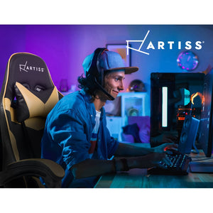 Artiss Office Chair Gaming Chair Computer Chairs Recliner PU Leather Seat Armrest Black Golden