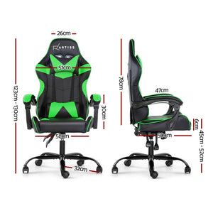 Artiss Office Chair Gaming Chair Computer Chairs Recliner PU Leather Seat Armrest Black Green