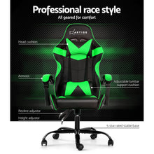 Load image into Gallery viewer, Artiss Office Chair Gaming Chair Computer Chairs Recliner PU Leather Seat Armrest Black Green
