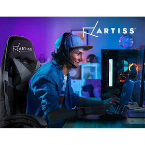 Artiss Office Chair Gaming Chair Computer Chairs Recliner PU Leather Seat Armrest Black Grey