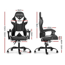 Load image into Gallery viewer, Artiss Gaming Office Chairs Computer Seating Racing Recliner Racer Black White
