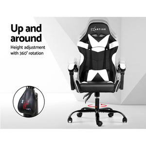 Artiss Gaming Office Chairs Computer Seating Racing Recliner Racer Black White