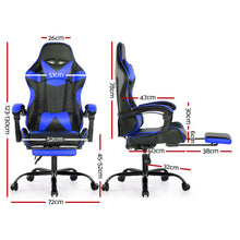 Load image into Gallery viewer, Artiss Gaming Office Chairs Computer Seating Racing Recliner Footrest Black Blue
