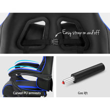 Load image into Gallery viewer, Artiss Gaming Office Chairs Computer Seating Racing Recliner Footrest Black Blue
