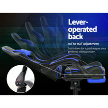 Load image into Gallery viewer, Artiss Gaming Office Chairs Computer Seating Racing Recliner Footrest Black Blue

