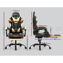 Load image into Gallery viewer, Artiss Office Chair Gaming Chair Computer Chairs Recliner PU Leather Seat Armrest Footrest Black Golden
