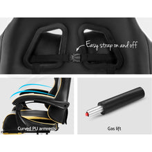 Load image into Gallery viewer, Artiss Office Chair Gaming Chair Computer Chairs Recliner PU Leather Seat Armrest Footrest Black Golden
