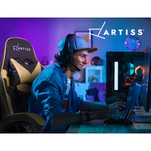 Load image into Gallery viewer, Artiss Office Chair Gaming Chair Computer Chairs Recliner PU Leather Seat Armrest Footrest Black Golden
