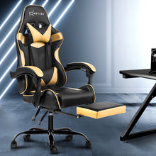 Load image into Gallery viewer, Artiss Office Chair Gaming Chair Computer Chairs Recliner PU Leather Seat Armrest Footrest Black Golden
