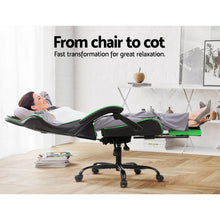 Load image into Gallery viewer, Artiss Office Chair Gaming Chair Computer Chairs Recliner PU Leather Seat Armrest Footrest Black Green
