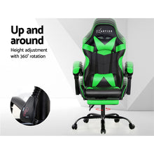 Load image into Gallery viewer, Artiss Office Chair Gaming Chair Computer Chairs Recliner PU Leather Seat Armrest Footrest Black Green
