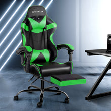 Load image into Gallery viewer, Artiss Office Chair Gaming Chair Computer Chairs Recliner PU Leather Seat Armrest Footrest Black Green
