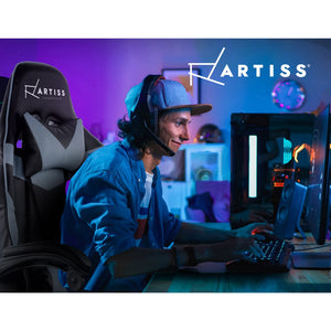 Artiss Office Chair Gaming Chair Computer Chairs Recliner PU Leather Seat Armrest Footrest Black Grey