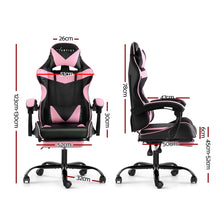 Load image into Gallery viewer, Artiss Office Chair Gaming Chair Computer Chairs Recliner PU Leather Seat Armrest Footrest Black Pink
