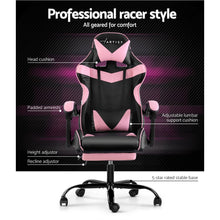 Load image into Gallery viewer, Artiss Office Chair Gaming Chair Computer Chairs Recliner PU Leather Seat Armrest Footrest Black Pink
