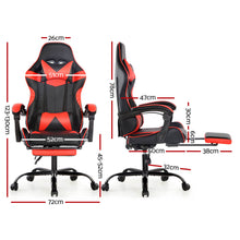 Load image into Gallery viewer, Artiss Gaming Office Chairs Computer Seating Racing Recliner Footrest Black Red
