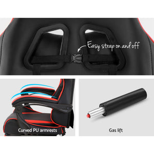 Artiss Gaming Office Chairs Computer Seating Racing Recliner Footrest Black Red