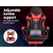 Load image into Gallery viewer, Artiss Gaming Office Chairs Computer Seating Racing Recliner Footrest Black Red
