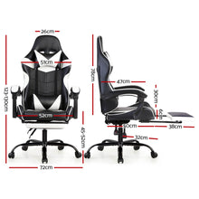 Load image into Gallery viewer, Gaming Office Chairs Computer Seating Racing Recliner Footrest Black White
