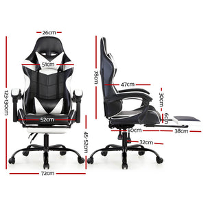 Gaming Office Chairs Computer Seating Racing Recliner Footrest Black White