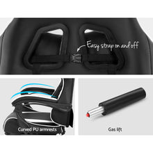 Load image into Gallery viewer, Gaming Office Chairs Computer Seating Racing Recliner Footrest Black White
