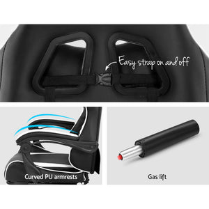 Gaming Office Chairs Computer Seating Racing Recliner Footrest Black White