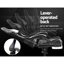 Load image into Gallery viewer, Gaming Office Chairs Computer Seating Racing Recliner Footrest Black White
