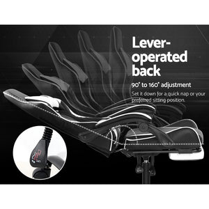 Gaming Office Chairs Computer Seating Racing Recliner Footrest Black White