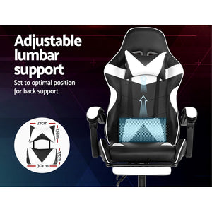 Gaming Office Chairs Computer Seating Racing Recliner Footrest Black White