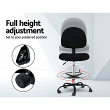Load image into Gallery viewer, Artiss Office Chair Veer Drafting Stool Fabric Chairs Black
