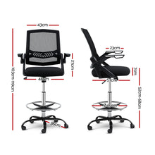 Load image into Gallery viewer, Artiss Office Chair Veer Drafting Stool Mesh Chairs Flip Up Armrest Black
