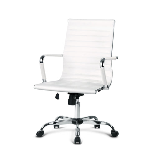 Eames Replica Office Chair Executive Mid Back Seating PU Leather White